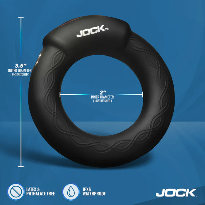 Jock Rumbler Vibrating & Warming Rechargeable Silicone C-Ring 2in with Remote