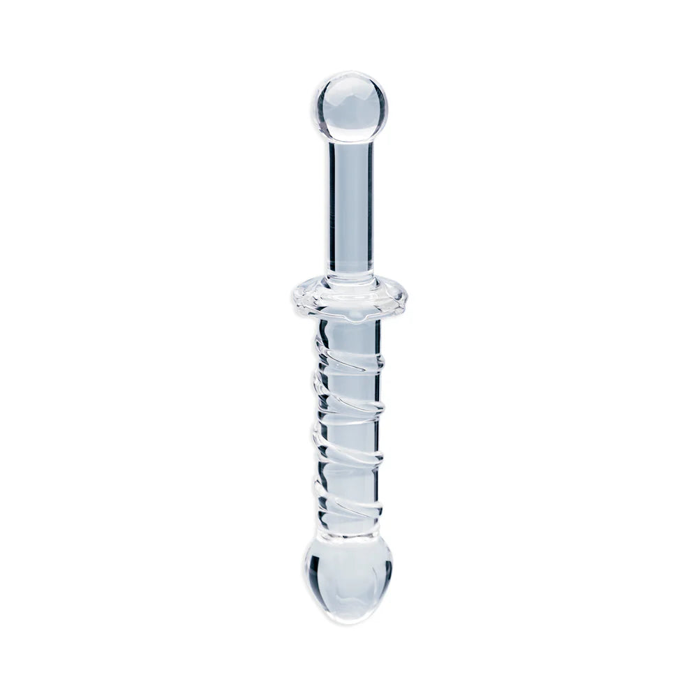 Clarity Elysian Swirl – Handblown Spiral Glass Dildo for Temperature Play
