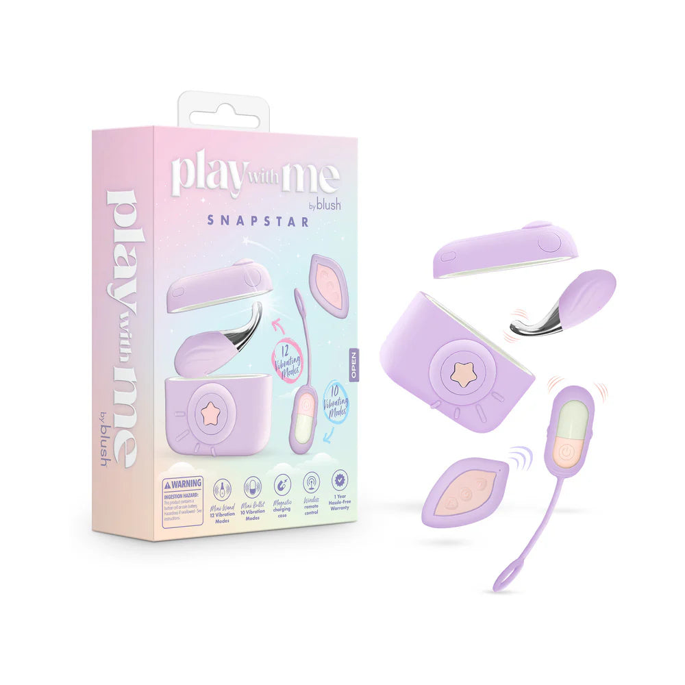 Play With Me Snapstar Rechargeable Vibrator Set with Remote – 4 Piece Kit