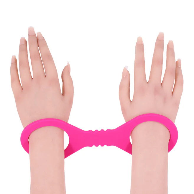 Sex & Mischief Hot Pink Silicone Cuffs – Stretch-Fit Wrist Restraints