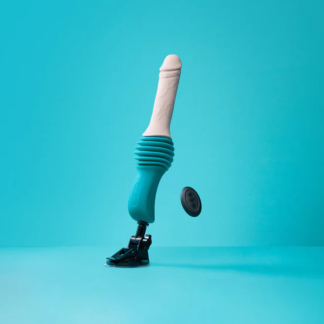 b-Vibe Thrusting Silicone Dildo Machine with Remote – 6.5 Inch