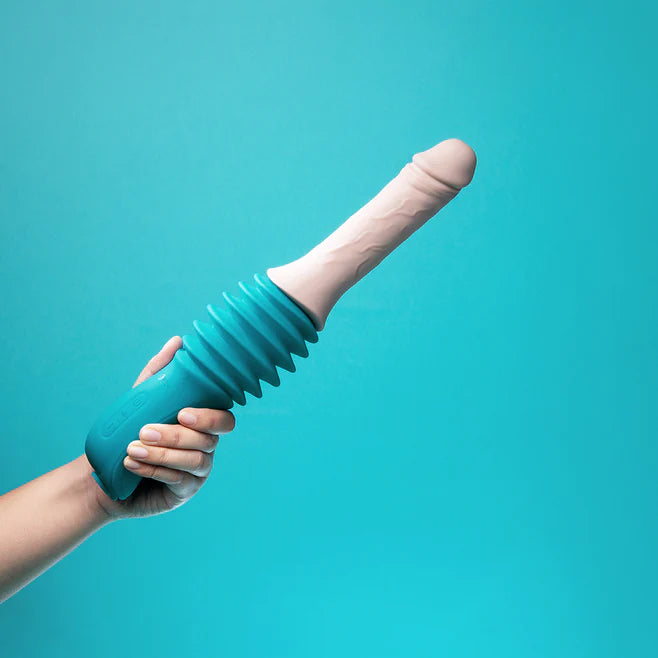 b-Vibe Thrusting Silicone Dildo Machine with Remote – 6.5 Inch