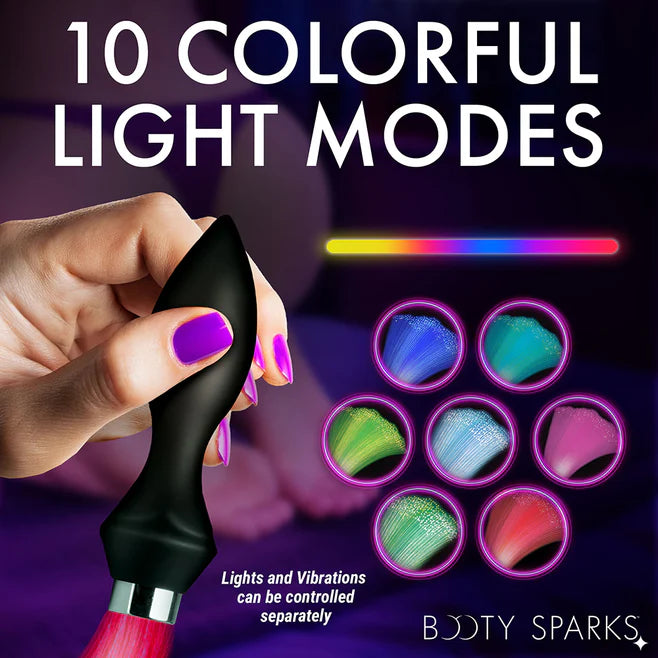 Booty Sparks Vibrating Silicone Optical Fiber Butt Plug with Remote