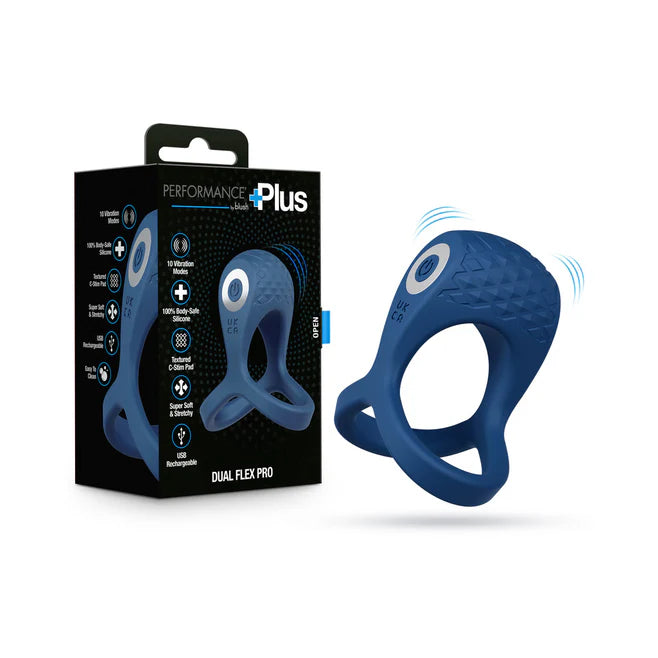 Performance Plus Dual Flex Pro Vibrating Cock Ring & Ball Strap – Rechargeable Silicone