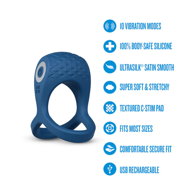 Performance Plus Dual Flex Pro Vibrating Cock Ring & Ball Strap – Rechargeable Silicone