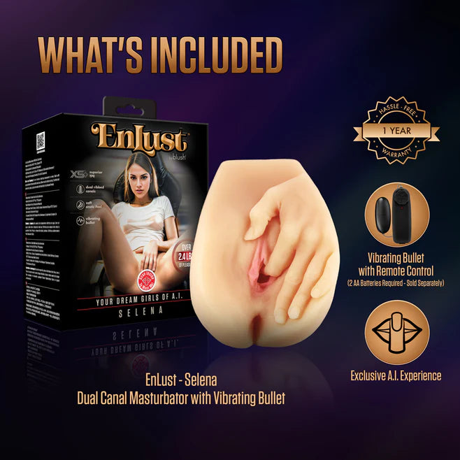 EnLust Selena Vibrating Masturbator – Dual Entry Textured Sleeve with Remote