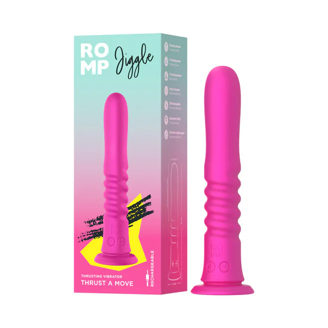 ROMP Jiggle Thrusting Vibrating Dildo – Rechargeable Suction Cup Toy