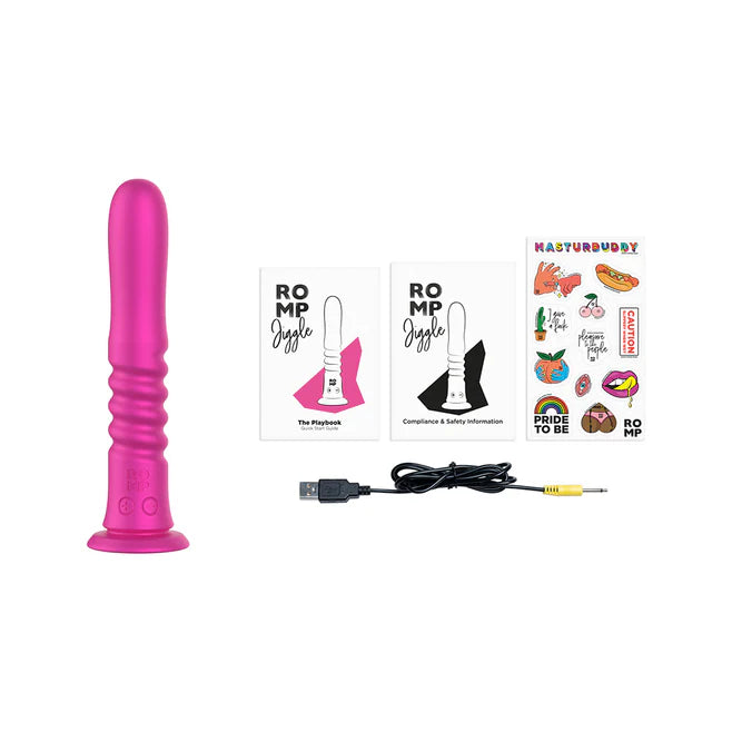 ROMP Jiggle Thrusting Vibrating Dildo – Rechargeable Suction Cup Toy