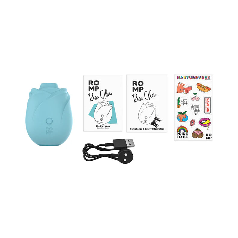 Romp Rose Glow Air Clitoral Stimulator – Rechargeable Silicone Suction Vibrator