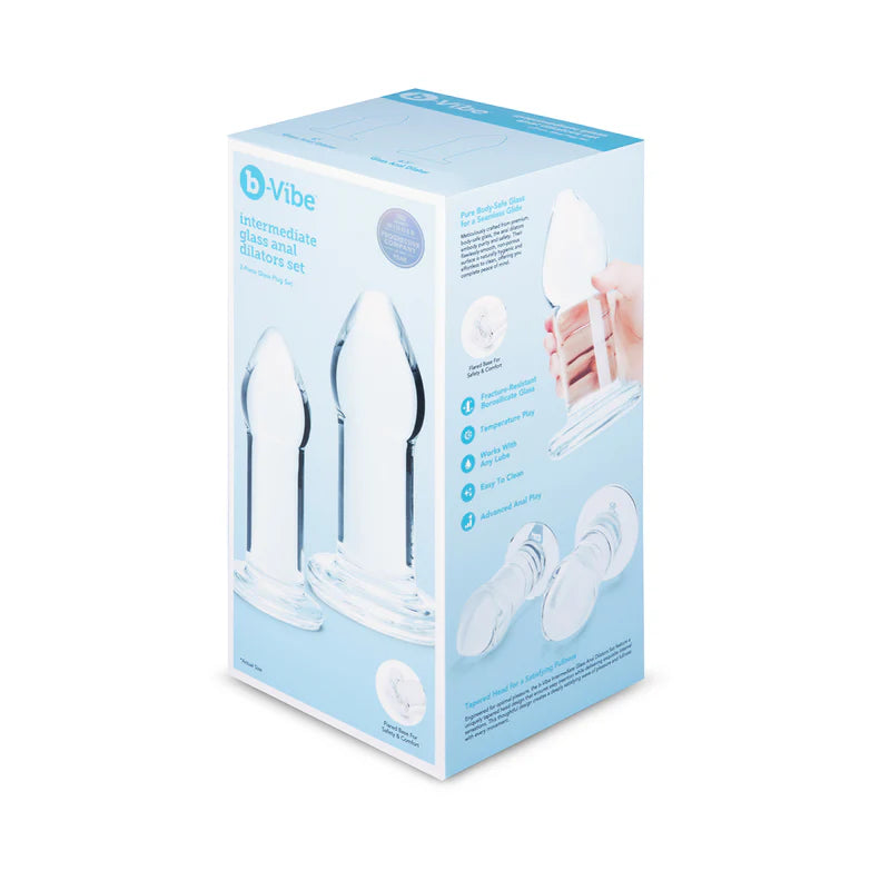 b-Vibe Intermediate Glass Anal Dilators Set (2 Piece) – Temperature Play Training Kit