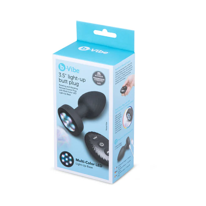B-Vibe 3.5” Light-Up Rechargeable Silicone Butt Plug with Remote