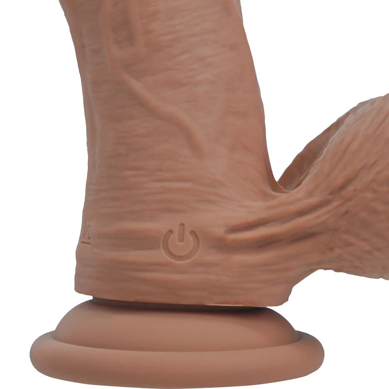 RealRock Rechargeable Silicone Dual Layered Vibrating Curved Dildo with Weighted Balls 7in