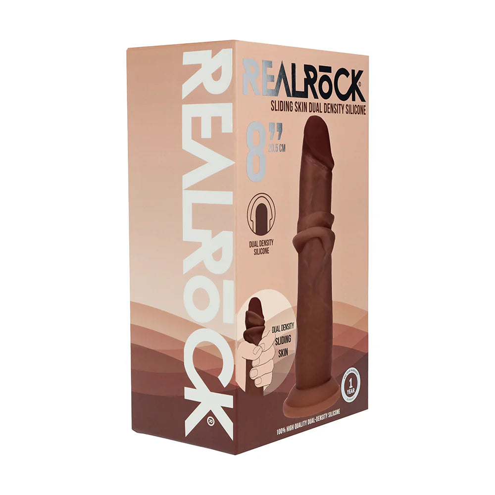 RealRock Dual Layered Silicone Realistic Sliding Skin Dildo 8in