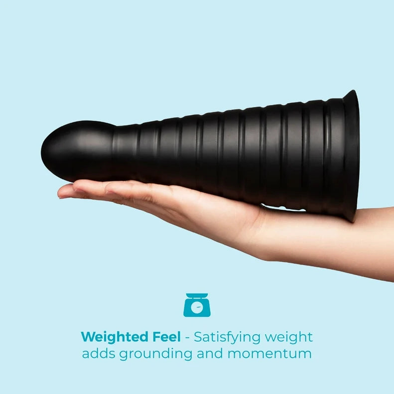 b-Vibe Cone 10in Tapered Ribbed Dildo