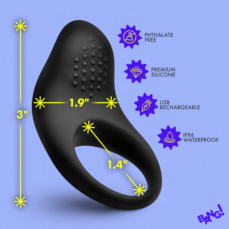 Bang! Vibrating Silicone Cock Ring – Rechargeable Clitoral Stimulator Ring