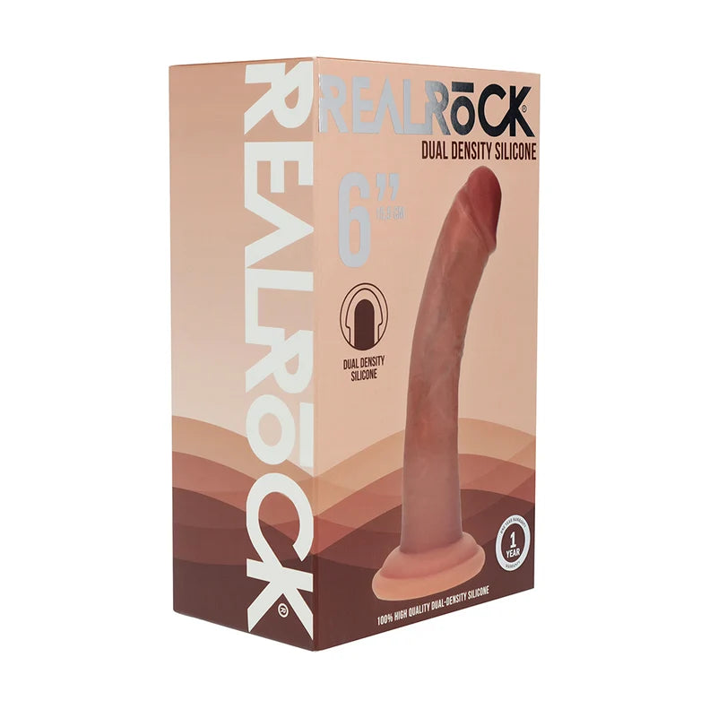 RealRock Dual Layered Silicone Curved Realistic Dildo with Suction Cup 6in
