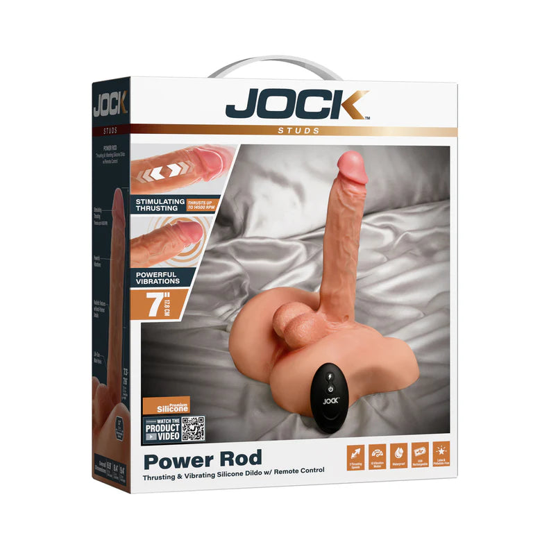 Jock Power Rod Thrusting & Vibrating Rechargeable Silicone Dildo with Remote Control