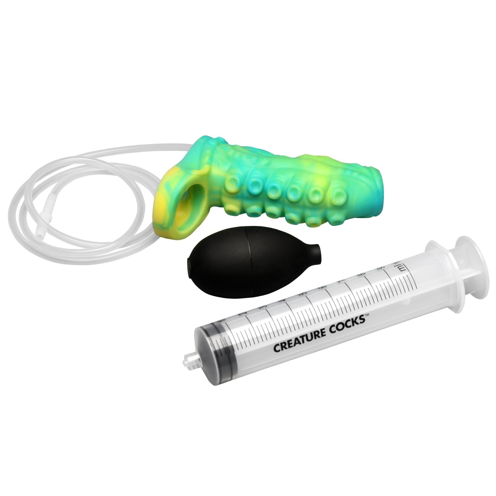 Creature Cocks Tentacle Squirting Silicone Penis Enhancer – Fantasy Monster Sleeve with C-Ring
