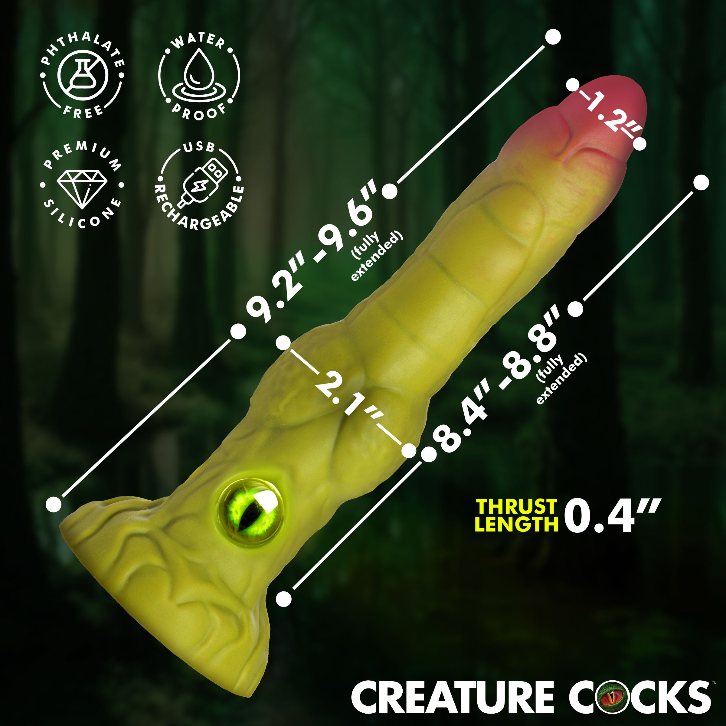Creature Cocks Eyegor – Thrusting & Vibrating Rechargeable Silicone Dildo with Remote