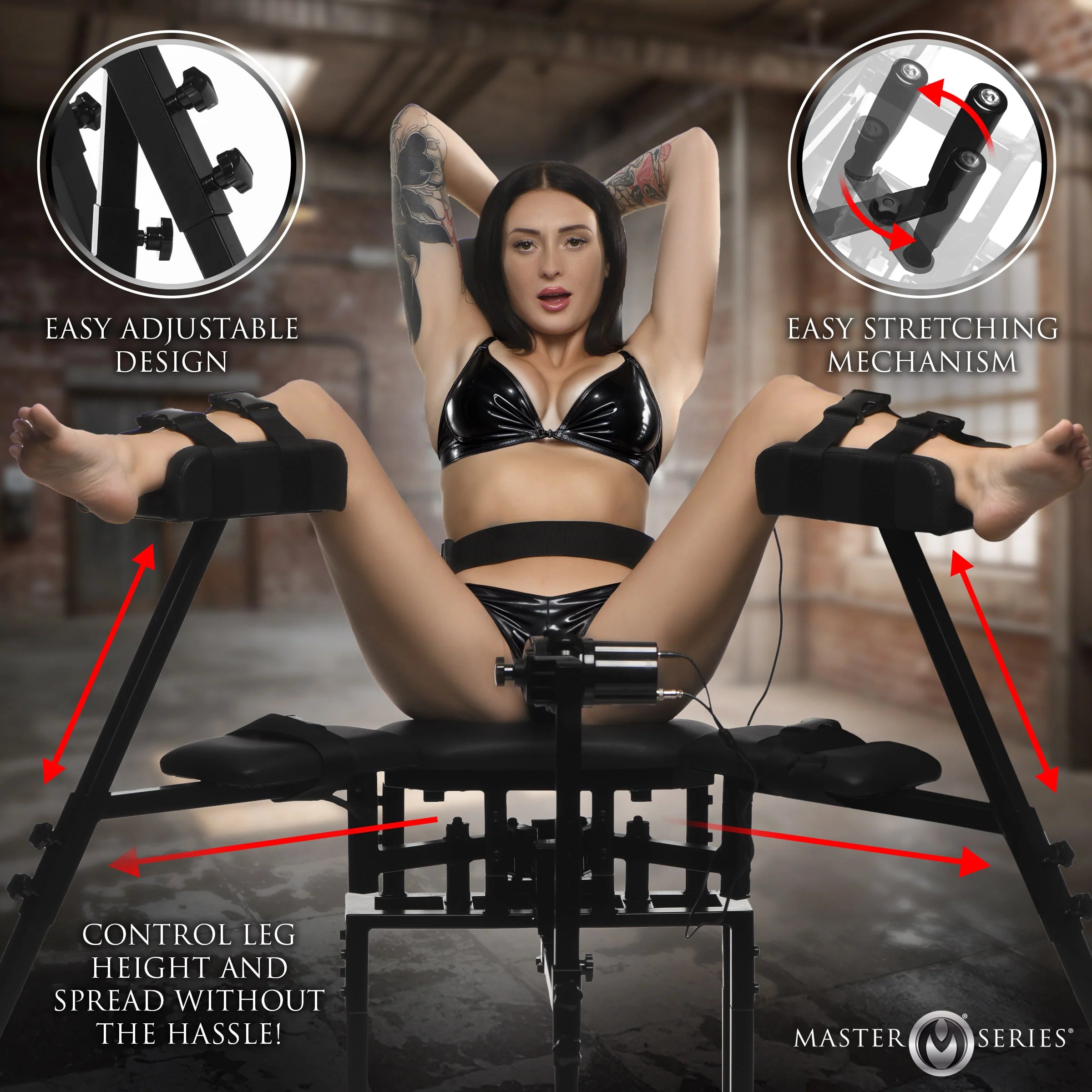 Leg Spreader Obedience Chair with Detachable Sex Machine