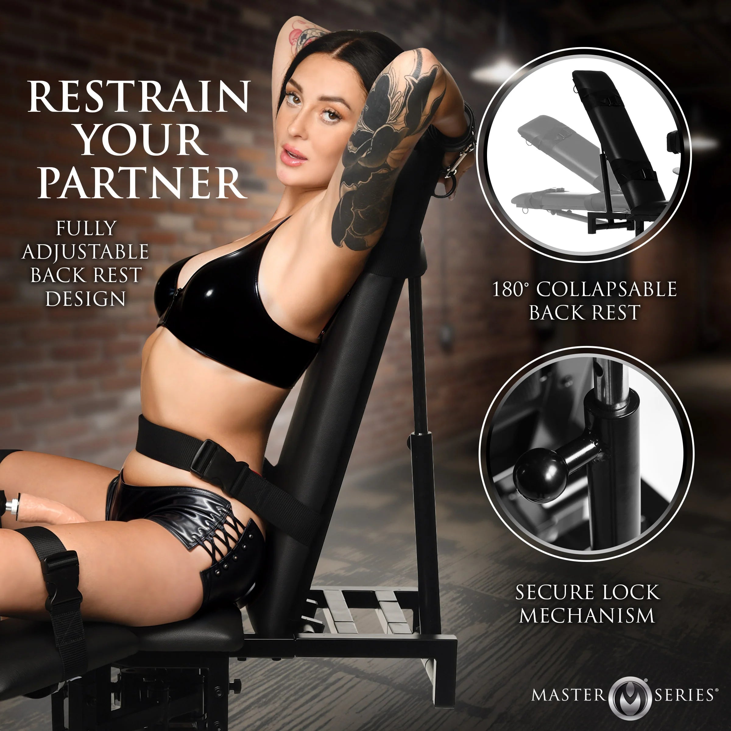 Leg Spreader Obedience Chair with Detachable Sex Machine