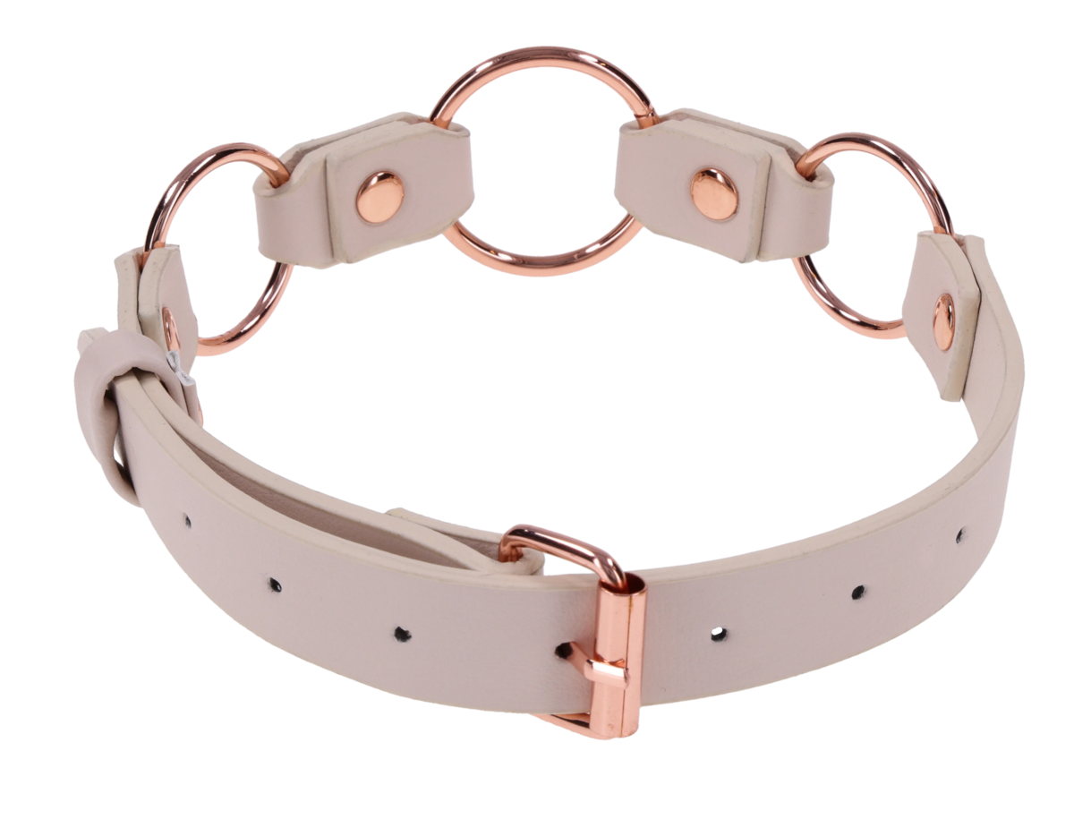 Peaches 'n CreaMe Ring Day Collar – Rose Gold Faux Leather Submissive Necklace