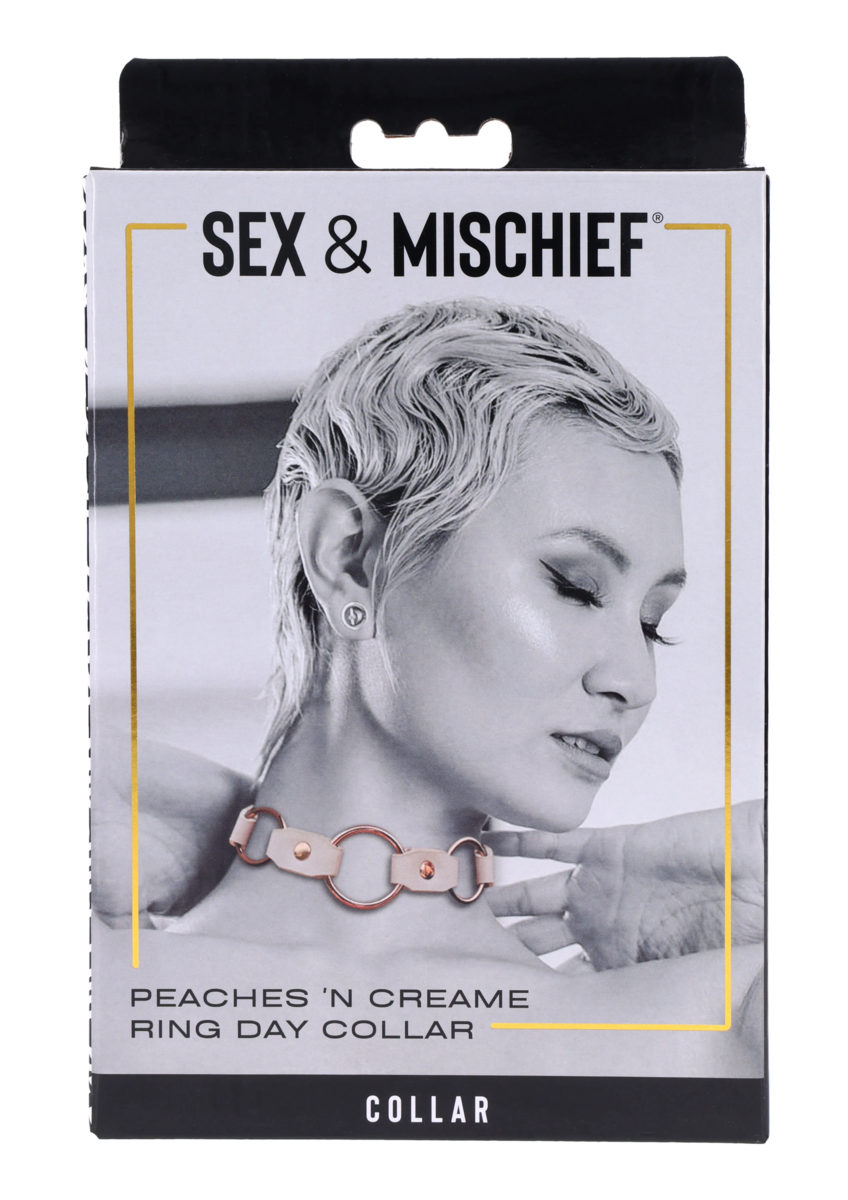 Peaches 'n CreaMe Ring Day Collar – Rose Gold Faux Leather Submissive Necklace