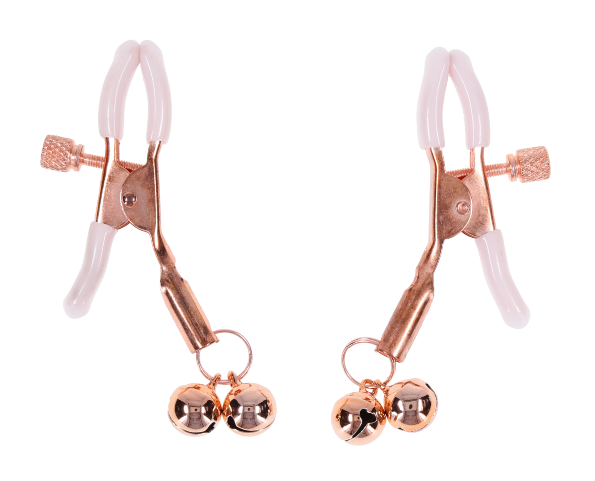 Peaches 'N CreaMe Bell Nipple Clamps – Adjustable with Rose Gold Bells