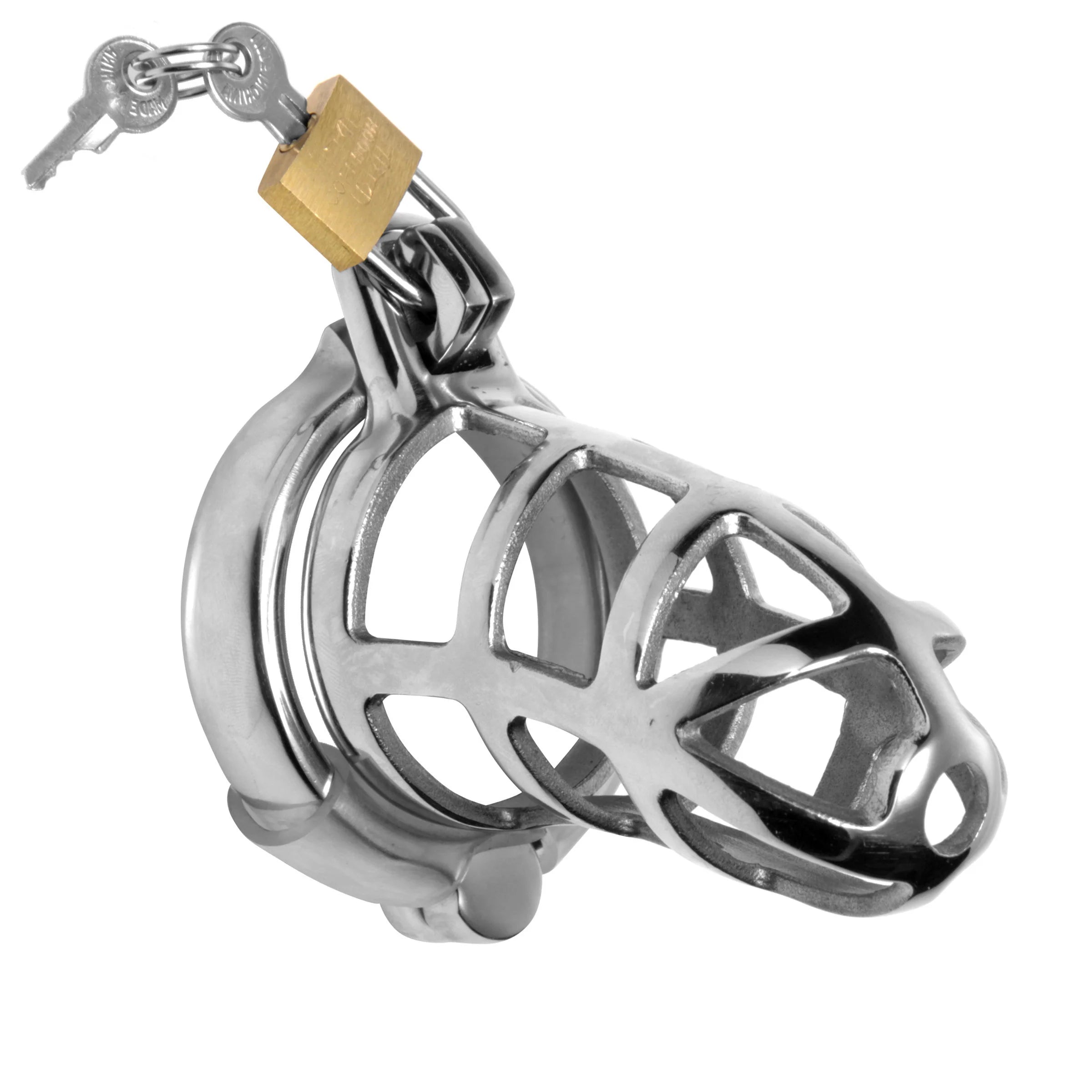 Steel Chastity Cock Cage with Lock & Sizing Rings