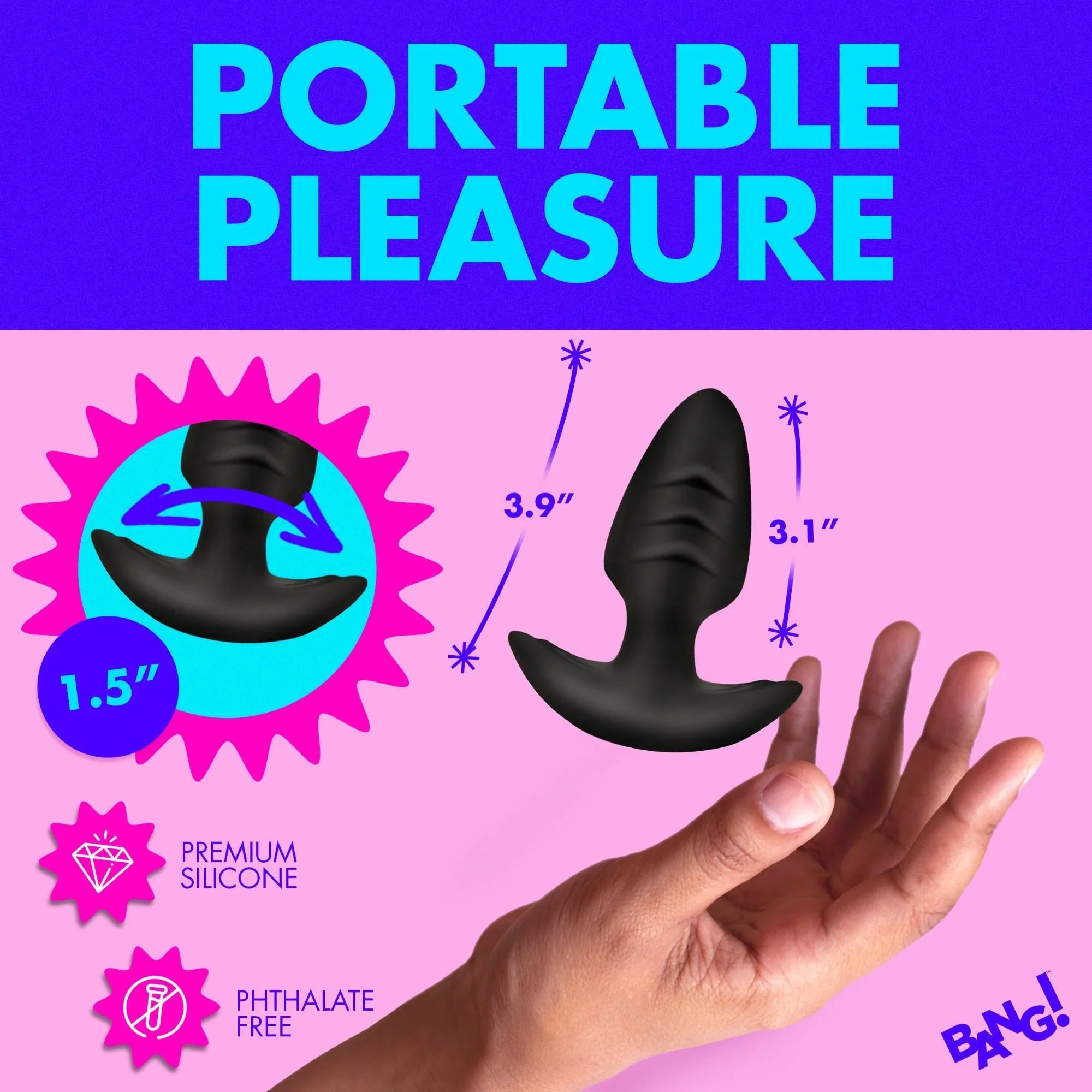 Bang! Rotating Vibrating Rechargeable Silicone Butt Plug with Remote - Buy At Luxury Toy X - Free 3-Day Shipping