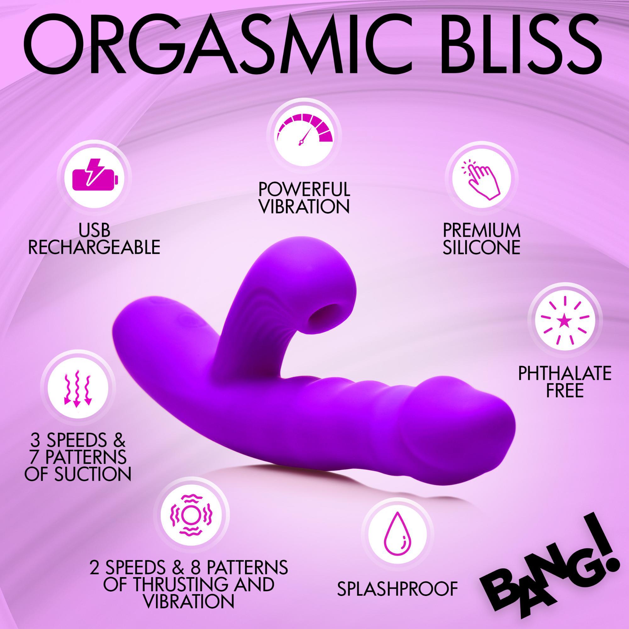 Bang! Thrusting & Vibrating Rechargeable Silicone Rabbit Vibrator - Buy At Luxury Toy X - Free 3-Day Shipping