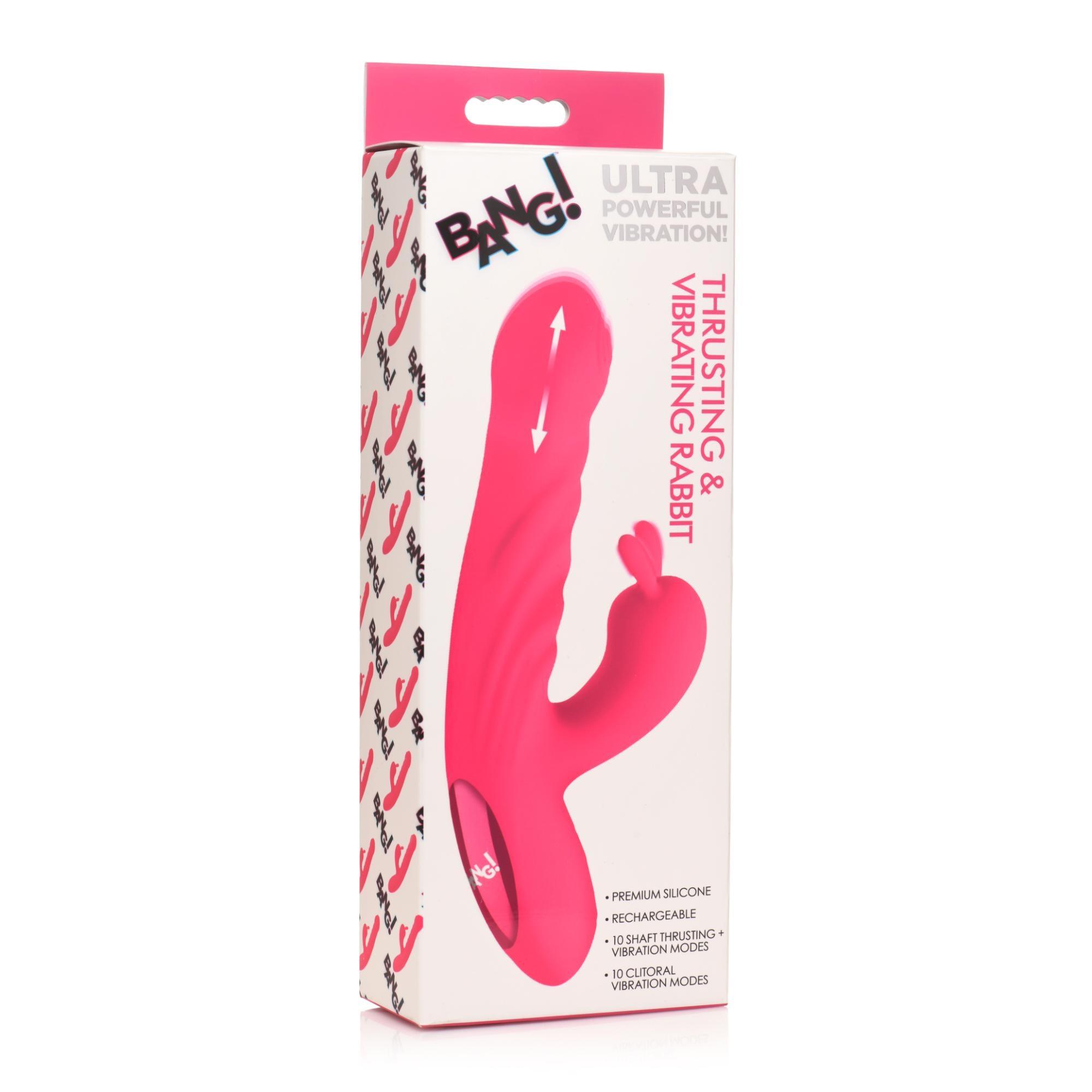 Bang! Thrusting & Vibrating Rechargeable Silicone Rabbit Vibrator - Buy At Luxury Toy X - Free 3-Day Shipping