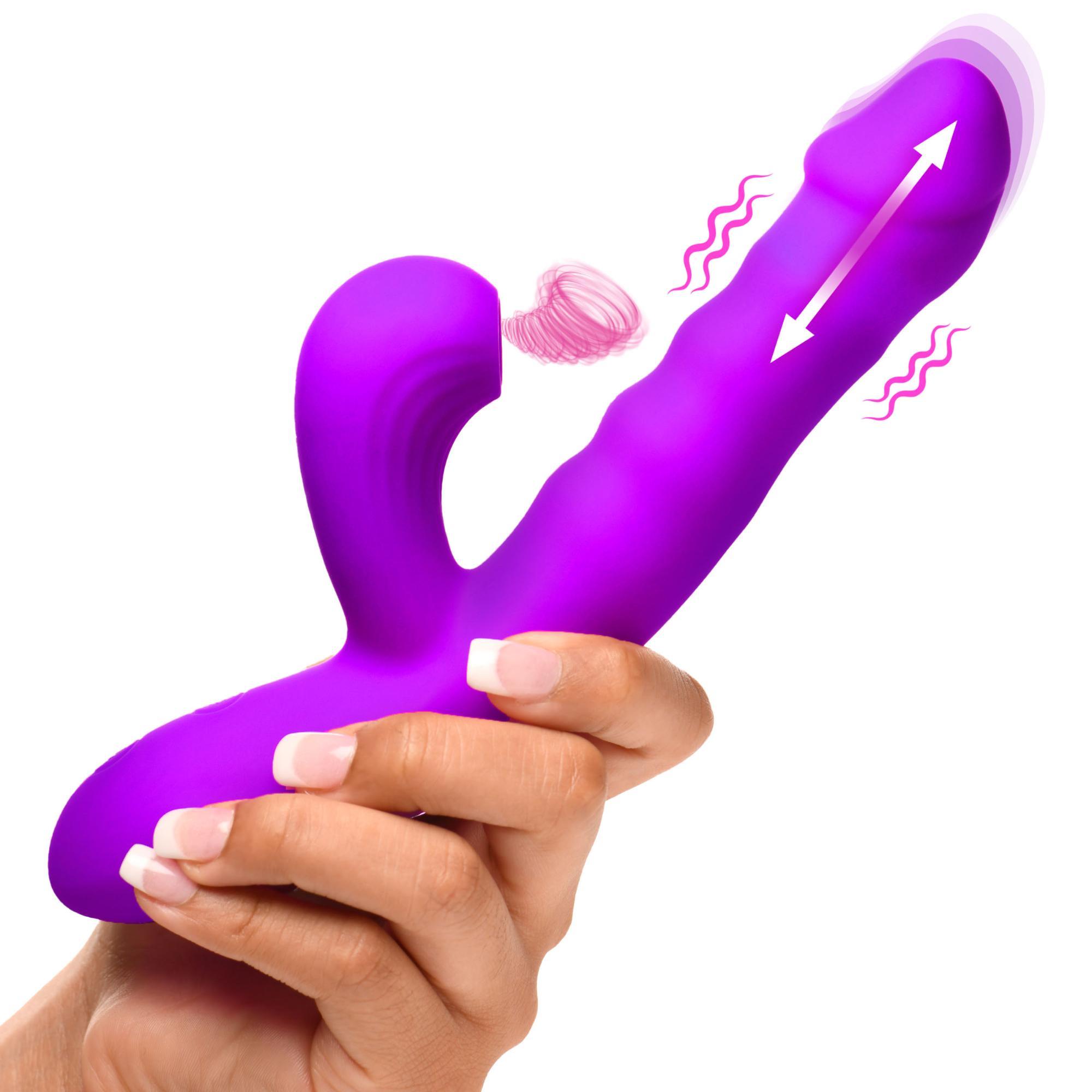 Bang! Thrusting & Vibrating Rechargeable Silicone Rabbit Vibrator - Buy At Luxury Toy X - Free 3-Day Shipping