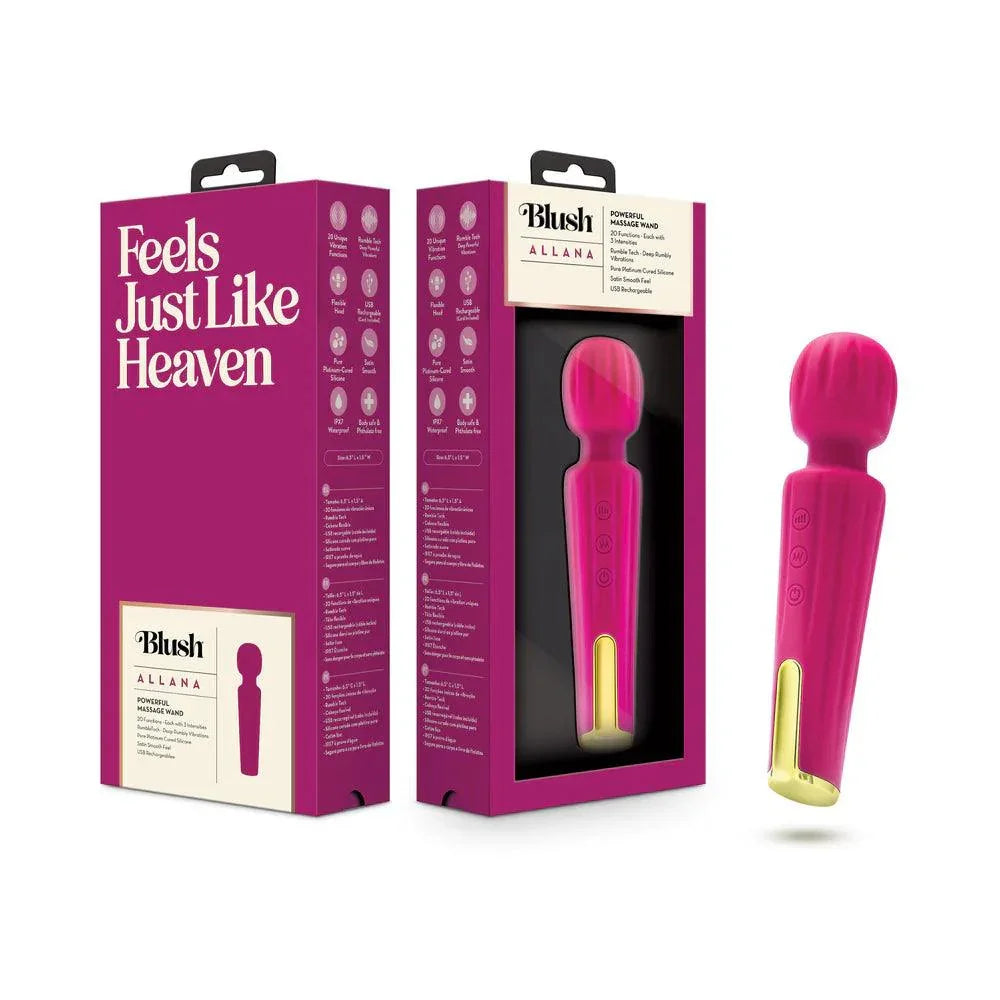 Blush Allana Velvet Rechargeable Silicone Wand Vibrator- Magenta/Rose Gold - Buy At Luxury Toy X - Free 3-Day Shipping