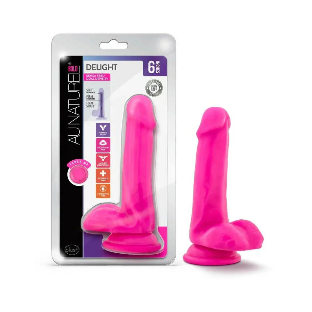 Blush Au Naturel Bold Delight 6 in. Posable Dual Density Dildo with Balls & Suction Cup - Buy At Luxury Toy X - Free 3-Day Shipping