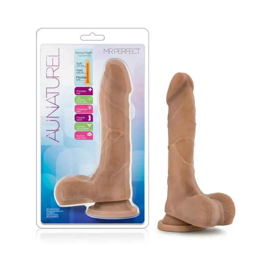 Blush Au Naturel Mister Perfect 8.5 in. Posable Dual Density Dildo with Balls & Suction Cup - Buy At Luxury Toy X - Free 3-Day Shipping