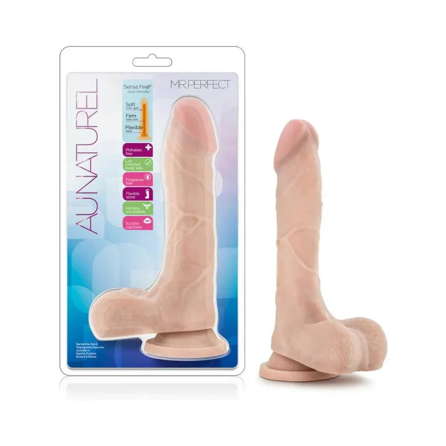 Blush Au Naturel Mister Perfect 8.5 in. Posable Dual Density Dildo with Balls & Suction Cup - Buy At Luxury Toy X - Free 3-Day Shipping