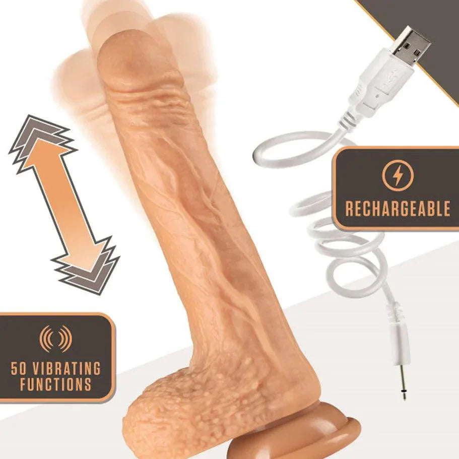 Blush Dr. Skin Dr. Grey Remote-Controlled 7 in. Thumping Dildo with Balls - Buy At Luxury Toy X - Free 3-Day Shipping
