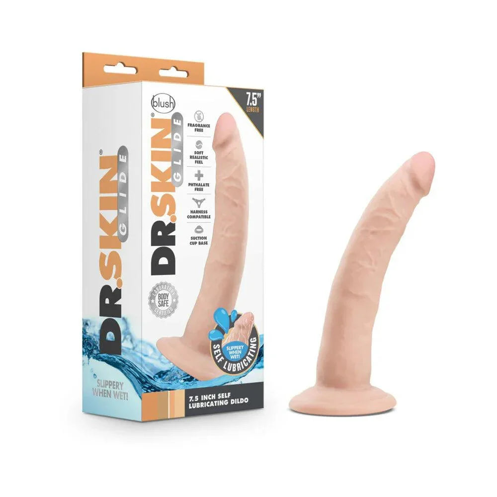 Blush Dr. Skin Glide Realistic 7.5 in. Self-Lubricating Dildo with Suction Cup - Buy At Luxury Toy X - Free 3-Day Shipping