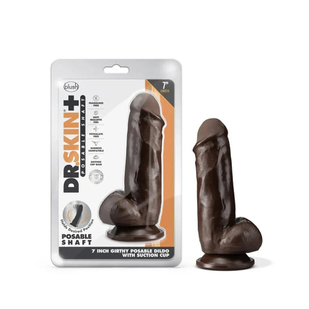 Blush Dr. Skin Plus Girthy 7 in. Triple Density Posable Dildo with Balls & Suction Cup - Buy At Luxury Toy X - Free 3-Day Shipping