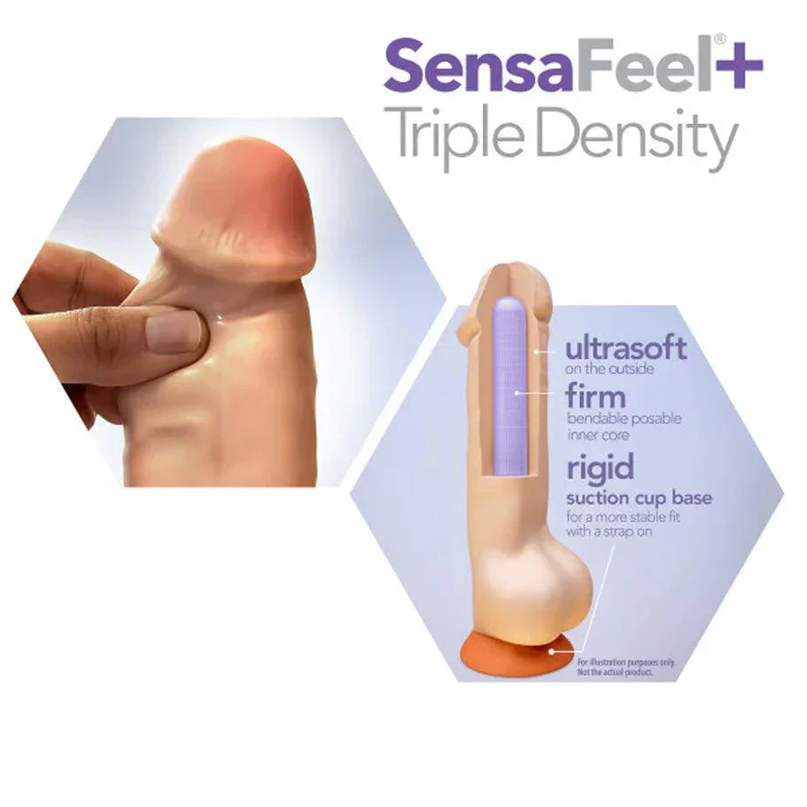 Blush Dr. Skin Plus Thick 8 in. Triple Density Posable Dildo with Balls & Suction Cup - Buy At Luxury Toy X - Free 3-Day Shipping