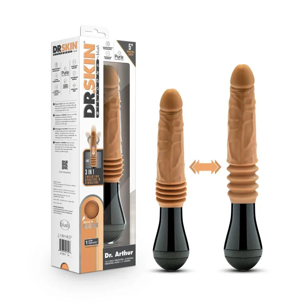 Blush Dr. Skin Silicone Dr. Arthur Thrusting Gyrating Vibrating Dildo - Buy At Luxury Toy X - Free 3-Day Shipping