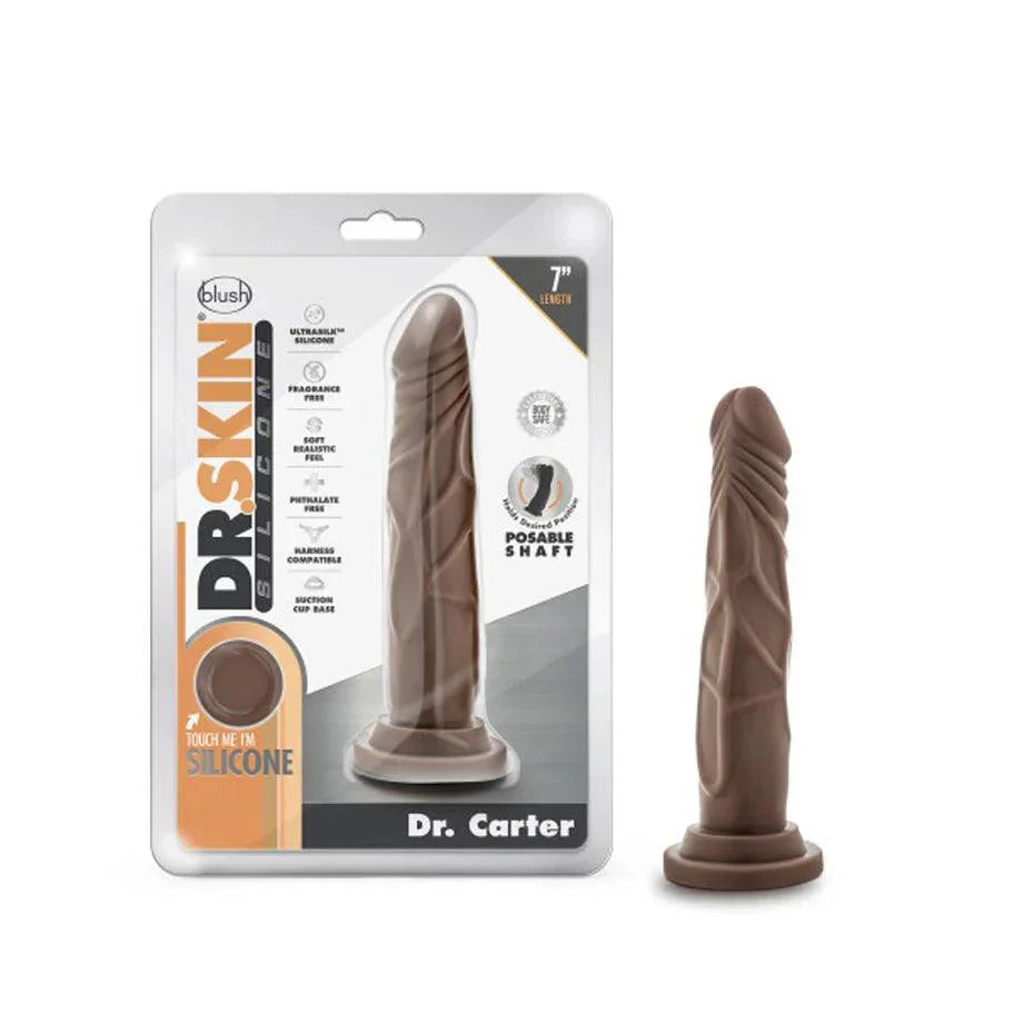 Blush Dr. Skin Silicone Dr. Carter Realistic 7 in. Posable Dildo with Suction Cup - Buy At Luxury Toy X - Free 3-Day Shipping