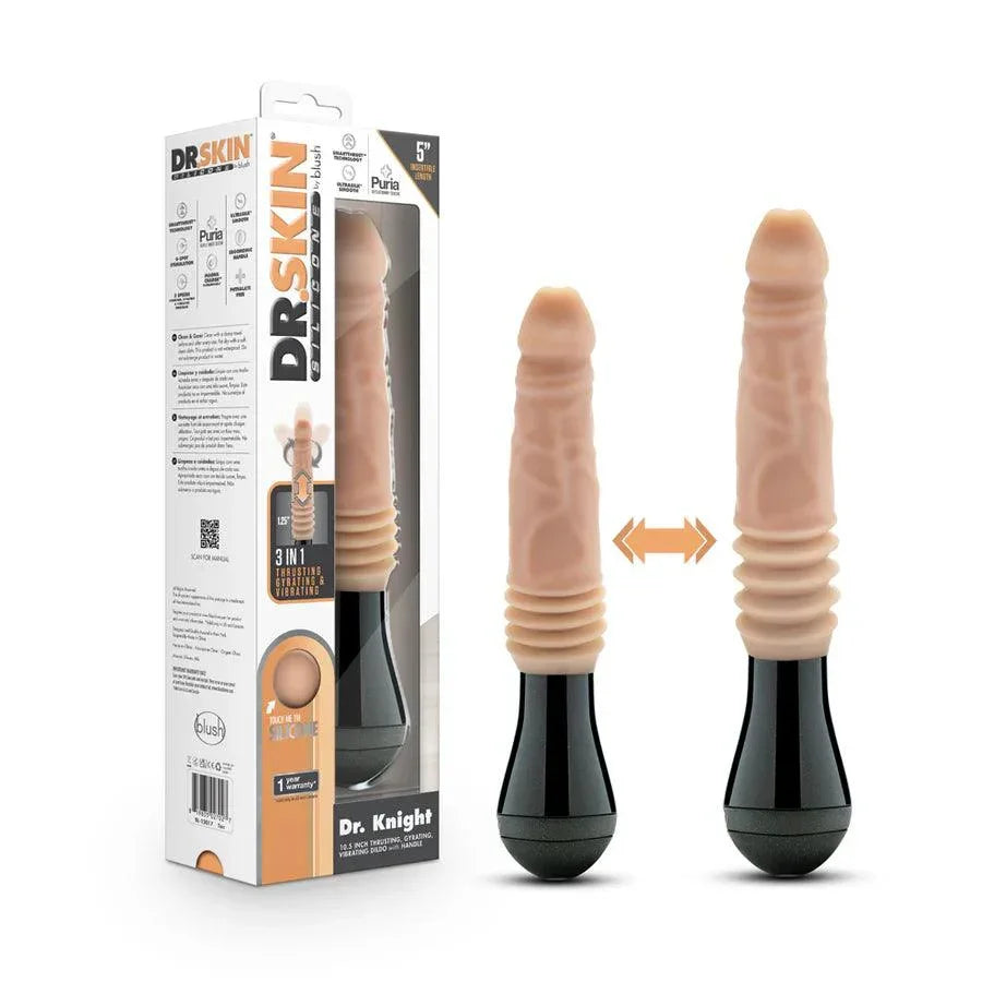Blush Dr. Skin Silicone Dr. Knight Thrusting Gyrating Vibrating Dildo - Buy At Luxury Toy X - Free 3-Day Shipping