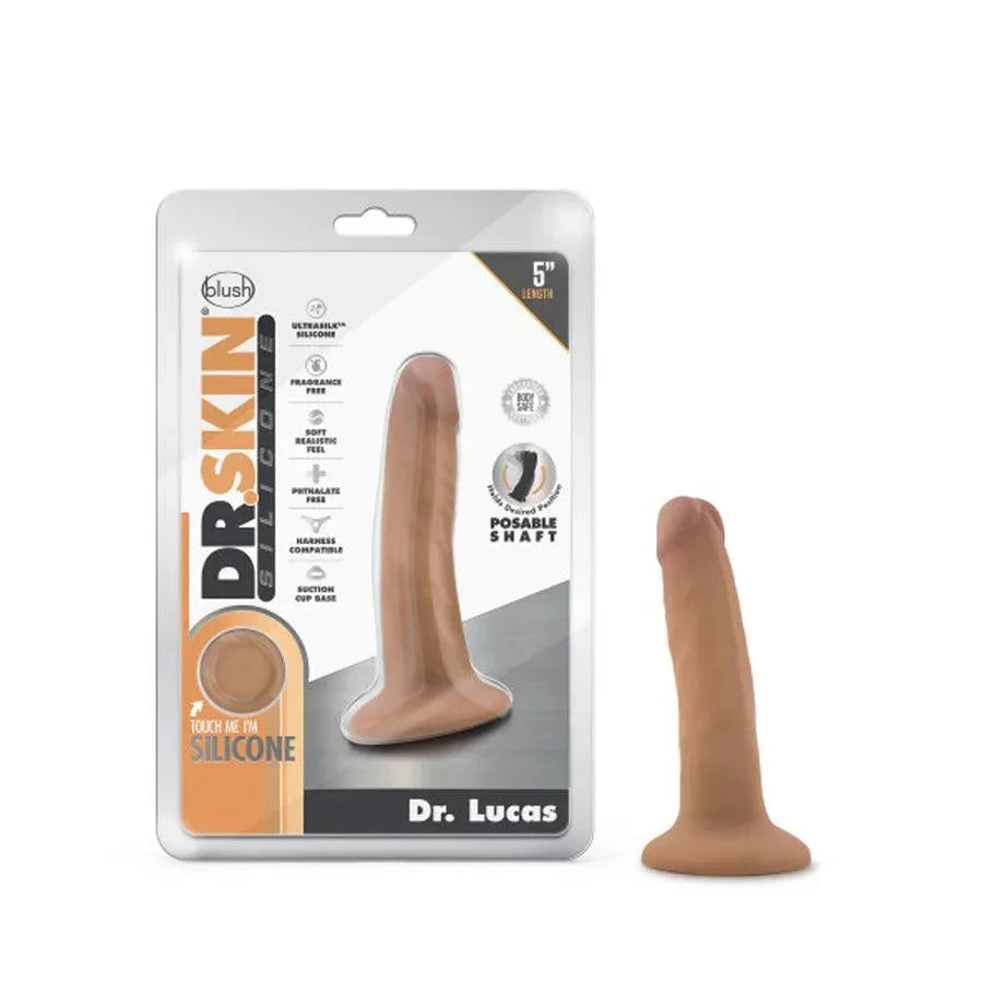 Blush Dr. Skin Silicone Dr. Lucas Realistic 5 in. Posable Dildo with Suction Cup - Buy At Luxury Toy X - Free 3-Day Shipping
