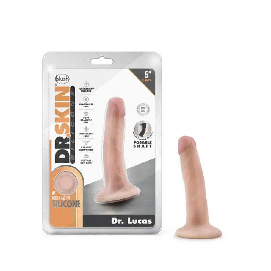 Blush Dr. Skin Silicone Dr. Lucas Realistic 5 in. Posable Dildo with Suction Cup - Buy At Luxury Toy X - Free 3-Day Shipping