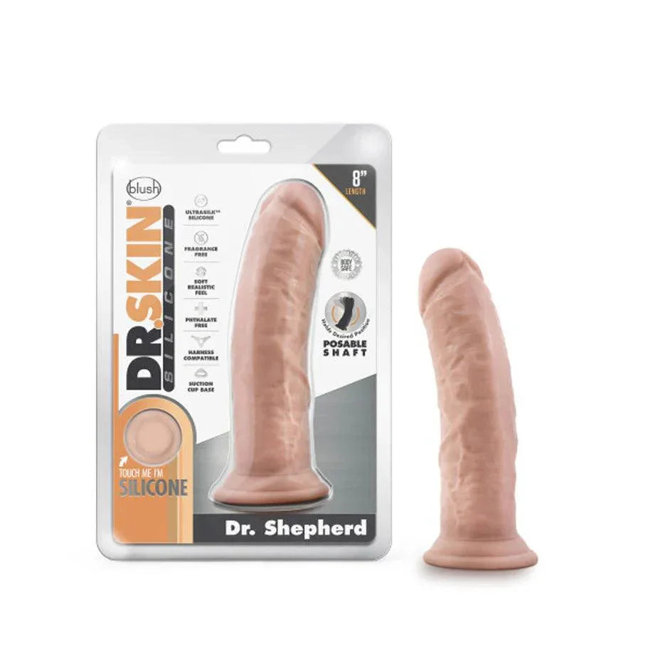 Blush Dr. Skin Silicone Dr. Shepherd Realistic 8 in. Posable Dildo with Suction Cup - Buy At Luxury Toy X - Free 3-Day Shipping