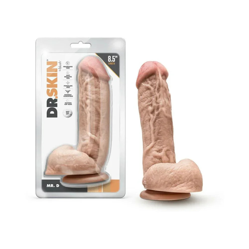 Blush Dr. Skin Silver Collection Mr. D Dildo with Balls and Suction Cup 8.5in - Buy At Luxury Toy X - Free 3-Day Shipping