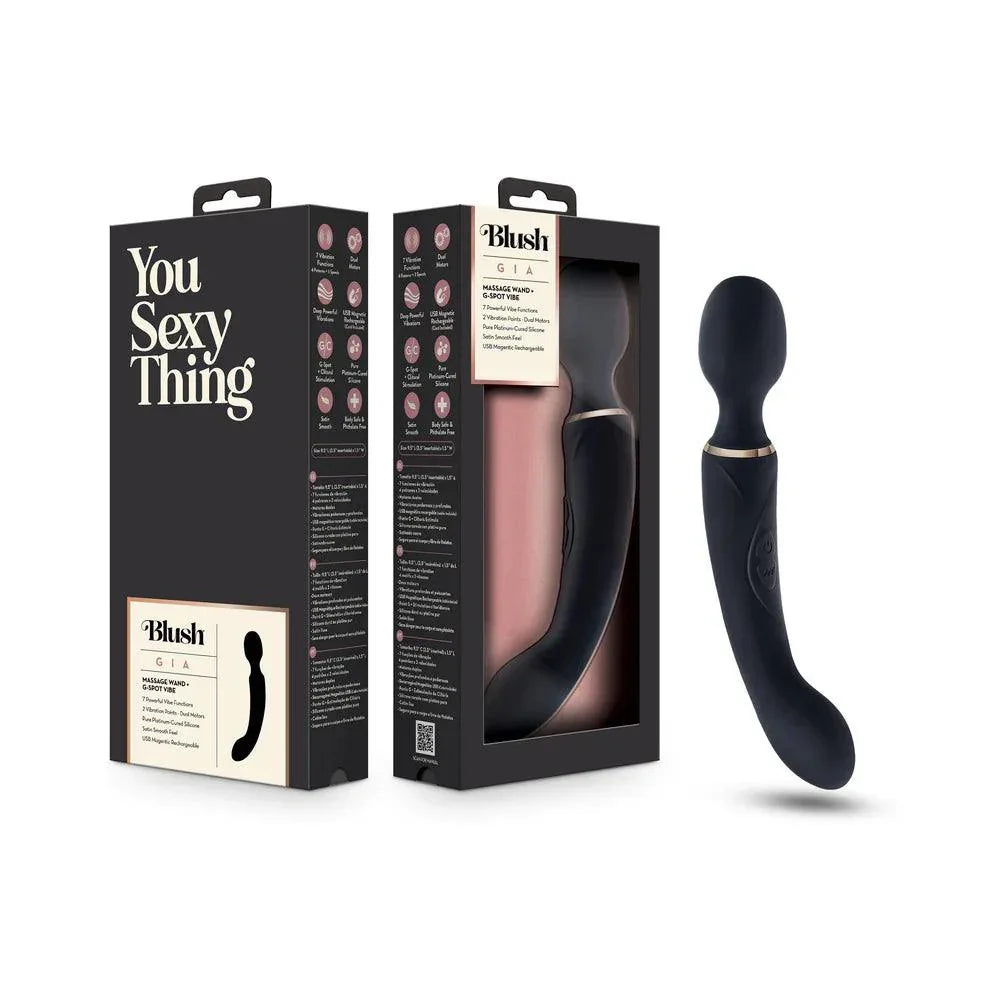 Blush Gia Rechargeable Silicone Massage Wand - Black - Buy At Luxury Toy X - Free 3-Day Shipping