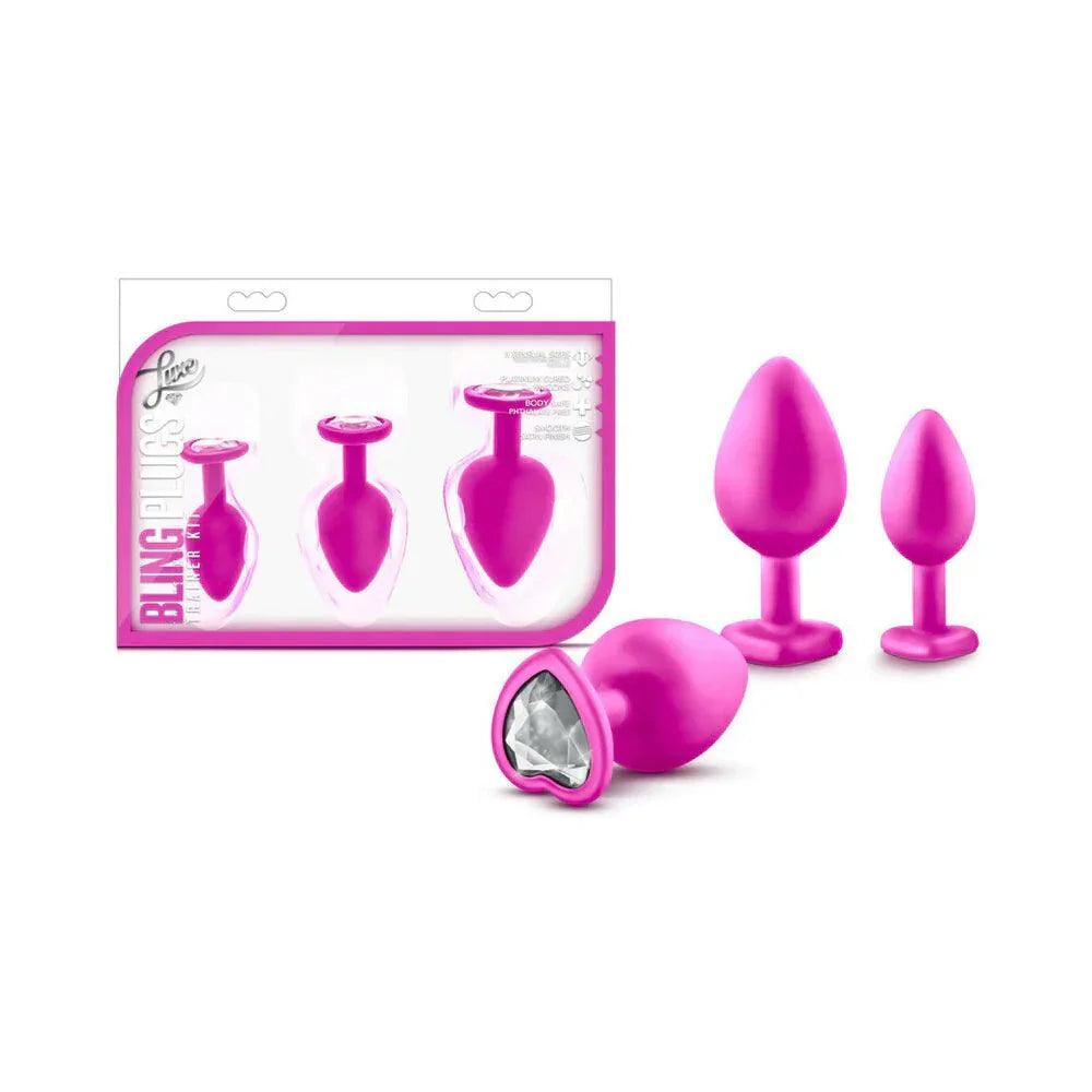 Blush Luxe 3-Piece Bling Plug Training Kit with White Gem Base Pink - Buy At Luxury Toy X - Free 3-Day Shipping
